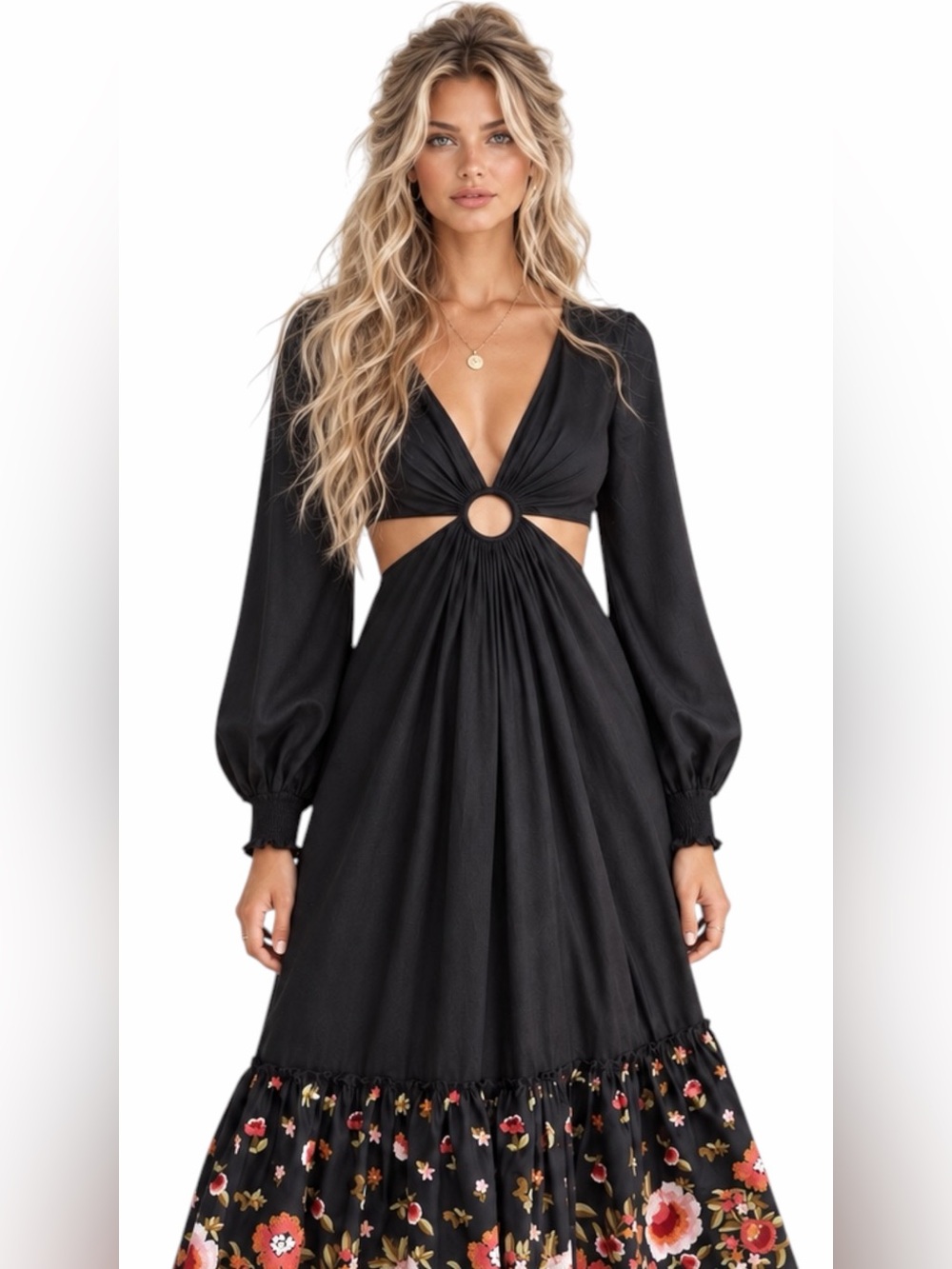 Anthropologie | Geisha Designs – Karolina Cut-Out Embroidered Maxi Dress - Sz 6 - Picture 2 of 9